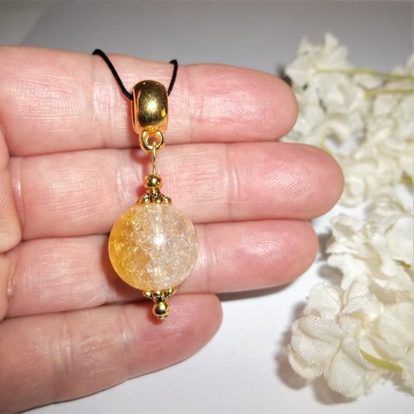 Ombre Style Beaded Necklace Gold Clear Yellow Unique Funky Fashion Jewelry 6839 - Picture 6 of 9